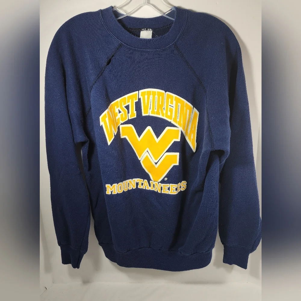 Vintage West Virginia University Unisex Tultex Sweatshirt Size Large, Navy Blue - Picture 1 of 12